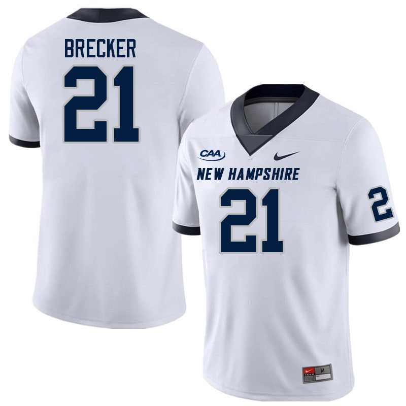 New Hampshire Wildcats #21 Sam Brecker College Football Jerseys Stitched Sale-White